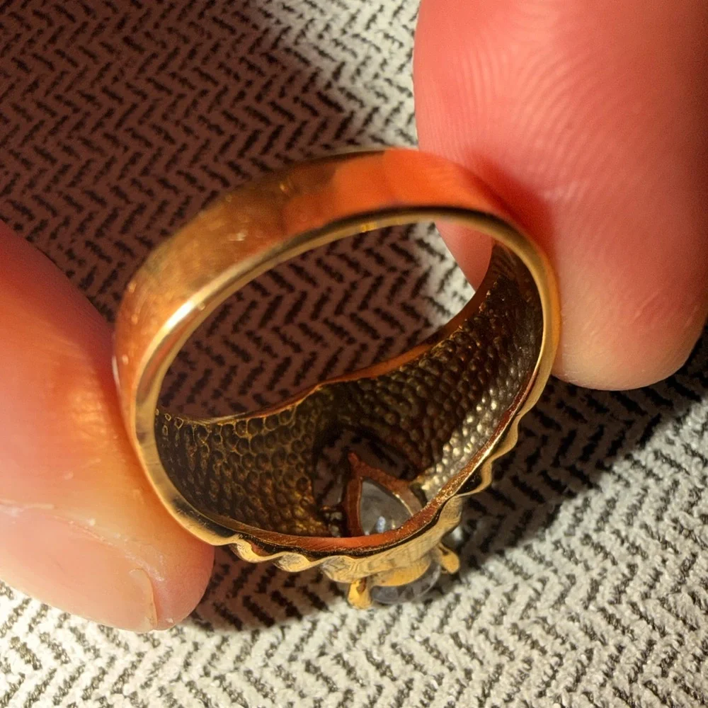 Cubic zirconia gold ring, size 8